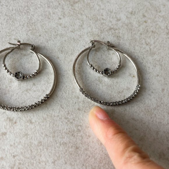 Luv Aj Silver Hoop Earrings - Picture 3 of 6